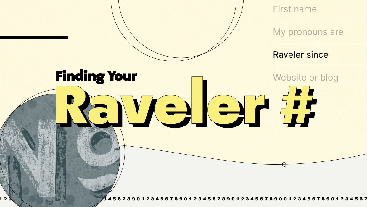 "Finding your Raveler #" on a yelllow background