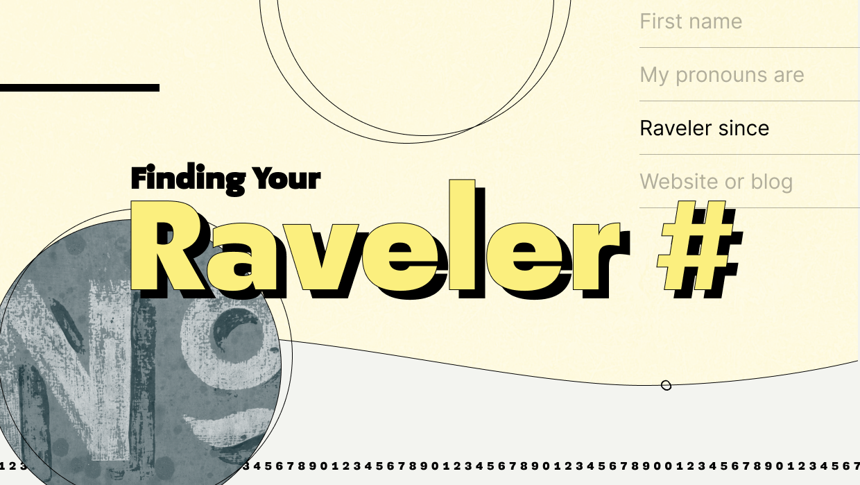 "Finding your Raveler #" connected a yelllow background